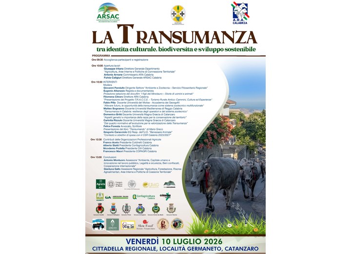 Poster of the conference La Transumanza in Calabria